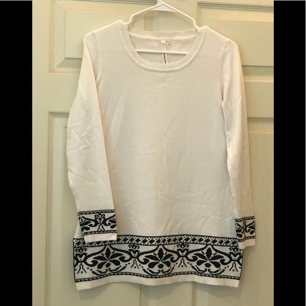 NY COLLECTION tunic scrolled sweater - Picture 2 of 10